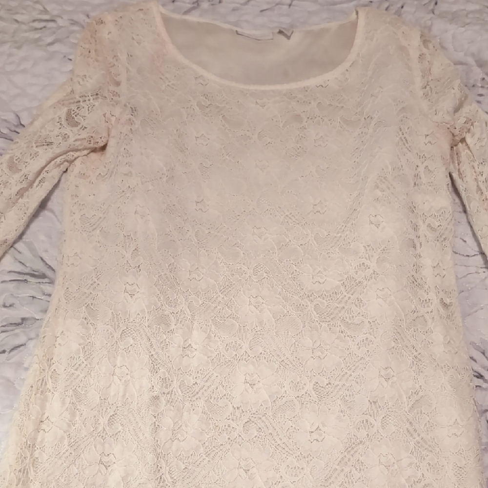 New York & Company Cream Blouse